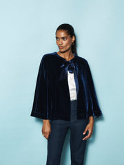 Cosette silk blend velvet cape - Midnight