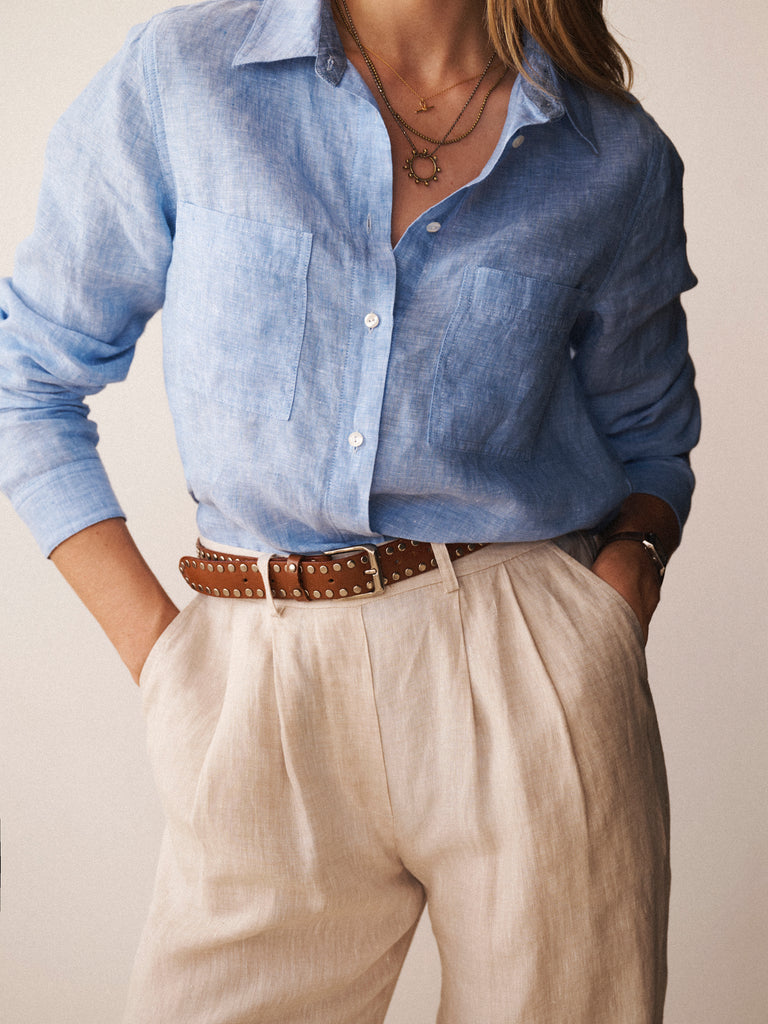 Carla linen shirt in Chambray Blue | NRBY Clothing