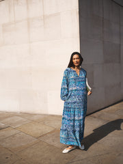 Carly silk watercolour splash maxi dress
