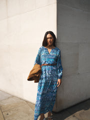 Carly silk watercolour splash maxi dress