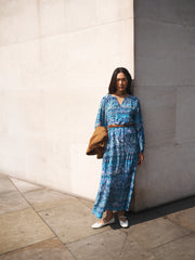 Carly silk watercolour splash maxi dress