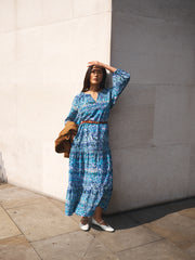 Carly silk watercolour splash maxi dress