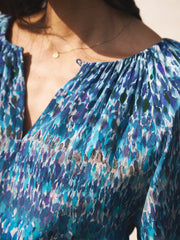 Carly silk watercolour splash maxi dress