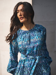 Carly silk watercolour splash maxi dress