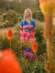 Rosemarie silk carnival stripe dress