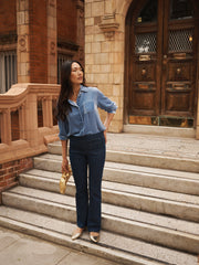 Chiara silk blend velvet shirt - Chambray Blue