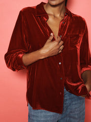 Chiara silk blend velvet shirt - Red