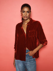 Chiara silk blend velvet shirt - Red