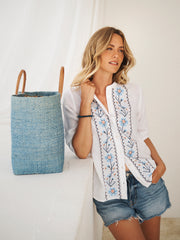 Comporta linen floral embroidered shirt - White