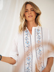 Comporta linen floral embroidered shirt - White