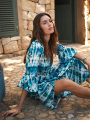 Goldie silk soft check print dress