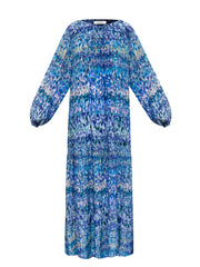 Carly silk watercolour splash maxi dress