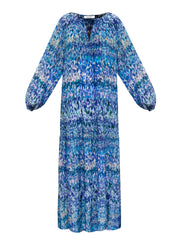 Carly silk watercolour splash maxi dress