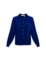 Chiara silk blend velvet shirt - Lapis Blue