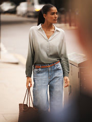 Dani silk dip dye shirt - Khaki dip dye