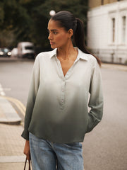 Dani silk dip dye shirt - Khaki dip dye