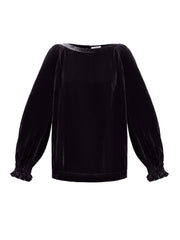 Daphne silk blend velvet boat neck top - Carbon