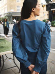 Teddy cotton crew neck t-shirt - Soft Blue
