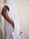Gia double cloth short dress - White