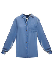 Chiara silk blend velvet shirt - Chambray Blue