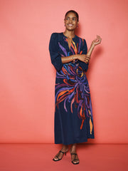 Ines silk firework print maxi dress