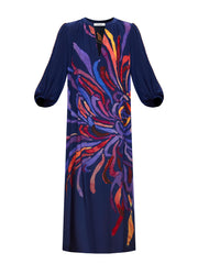 Ines silk firework print maxi dress