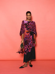 Jade silk midnight garden print maxi