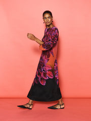 Jade silk midnight garden print maxi