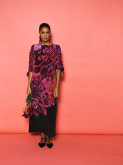 Jade silk midnight garden print maxi