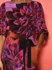 Jade silk midnight garden print maxi