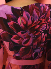Jade silk midnight garden print maxi