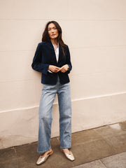 Jay cotton velvet jacket - Dark Navy