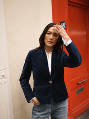 Jay cotton velvet jacket - Dark Navy