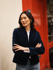 Jay cotton velvet jacket - Dark Navy