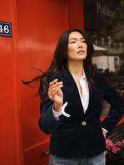 Jay cotton velvet jacket - Dark Navy