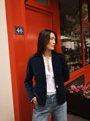 Jay cotton velvet jacket - Dark Navy