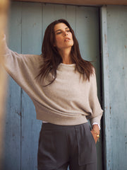 Sleepy Joe merino cashmere sweater - Silver Grey with Pink