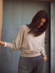 Sleepy Joe merino cashmere sweater - Silver Grey with Pink
