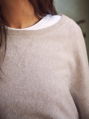 Sleepy Joe merino cashmere sweater - Silver Grey with Pink