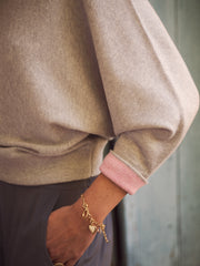 Sleepy Joe merino cashmere sweater - Silver Grey with Pink