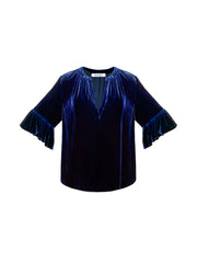 Juliana silk blend velvet top - Midnight