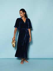 Kennedy silk blend velvet maxi dress - Midnight