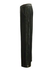 Thea silk blend velvet herringbone side stripe trouser - Khaki
