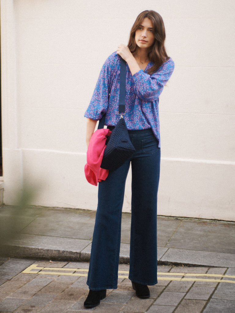 Lark Denim Pull on Wide Leg Jean in Dark Wash NRBY Clothing