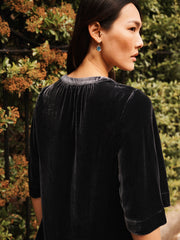 Leena silk blend velvet top - Carbon