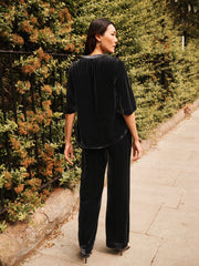 Leena silk blend velvet top - Carbon