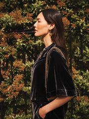 Leena silk blend velvet top - Carbon