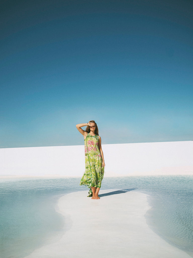 Lillian silk Queen Anne's lace print dress | Women's Luxury Silk