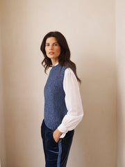 Mariah alpaca blend moss stitch tank - Denim Blue