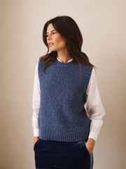 Mariah alpaca blend moss stitch tank - Denim Blue